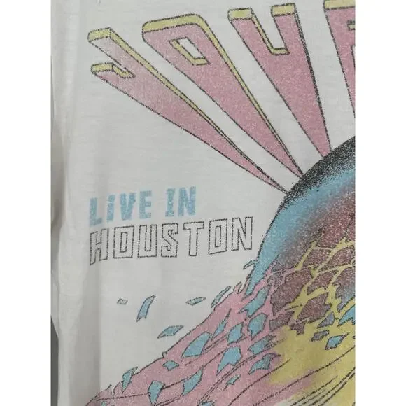 Journey Shirt Womens XS White Graphic Tee Band Music Colorful 80s Houston - Picture 5 of 8